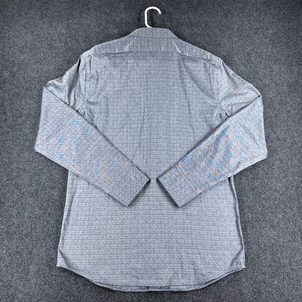 Banana Republic Dress Shirt Mens M Medium Gray Slim Fit Wrinkle Resistant Dot